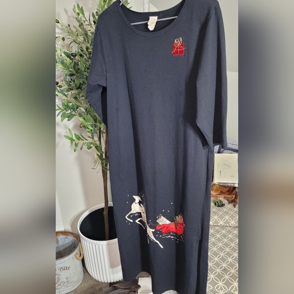 Karla Marie Vintage Christmas Sleigh With Reindeer Maxi Dress